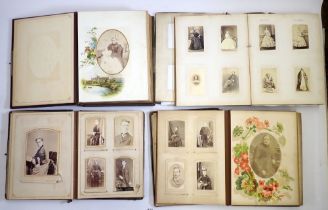 Four Victorian photograph albums and contents including carte de visite and full length portraits