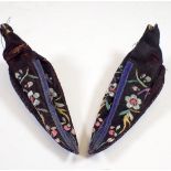 A pair of early 20th century Chinese small embroidered shoes, 11cm