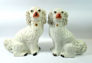 A pair of large Victorian Staffordshire dogs, 31cm