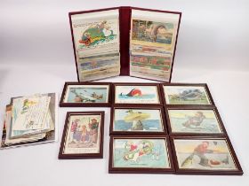 A collection of vintage style fishing cards including eight framed (a.70)