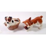 A Doulton puppy in a basket HN2587 and a Beswick puppy and ball