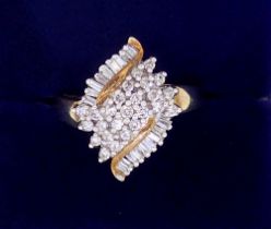 A 9 carat gold ring set diamonds, size M, 4g