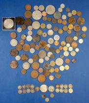 A miscellaneous group of British and world coinage including silver content threepence (18) 1964