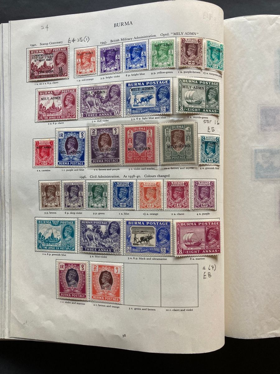 Red Stanley Gibbons KGVI stamp album of mint definitives, commemoratives, officials and postage due, - Image 4 of 19
