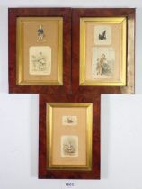 A group of six framed miniature mid 19th century watercolours of children annotated and dated (