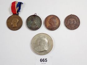 Five commemorative medals to include Victoria Diamond Jubilee metal by Spink & Son 1897 51mm
