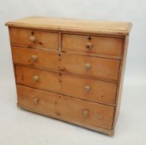 A pine chest of drawers, 103cm wide x 94cm high x 42cm deep