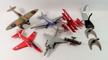 Six various model aeroplanes - largest 26cm