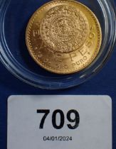 A Mexican Veinte 20 pesos gold coin 1959, 16.7g - Cond: VF - EF