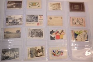 A group of WWI and WWII postcards including silks (15)