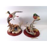 Two duck groups by Franklin Mint 'The Wood Duck' a/f and 'The Mallard'