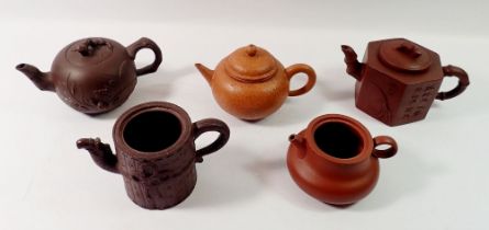 A group of five various Chinese Yishin teapots