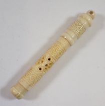 A bone carved stanhope needle case from Paris