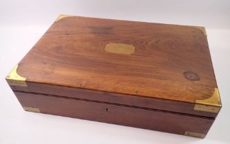 A 19th century brass bound walnut cutlery box, 48cm wide