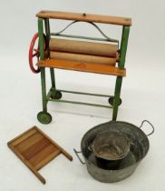 A Triang child's mangle with wash board and two wash tubs