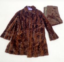 A mink coat and a fur stole