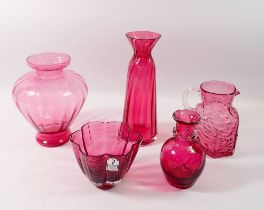 Five items of Pilgrim cranberry glass