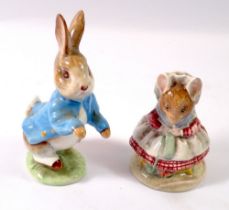 A Beswick Beatrix Potter Peter Rabbit with gold backstamp and an Old Woman Who Lived in a Shoe
