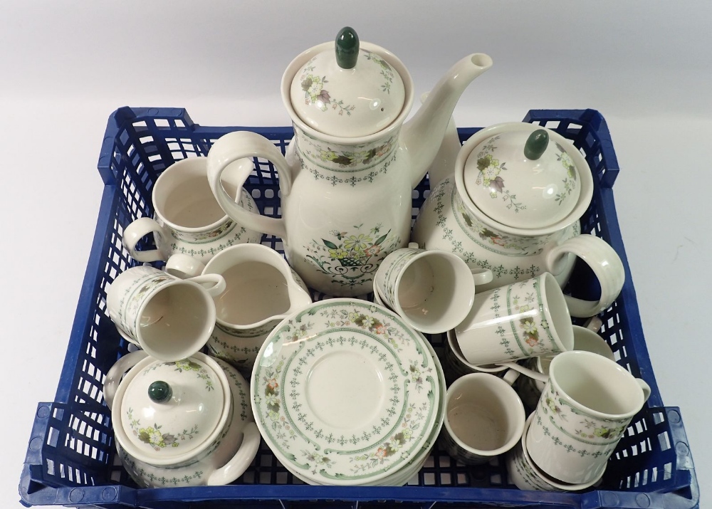 A Royal Doulton Provencal coffee set comprising ten cups, eleven saucers, two milk jugs, a lidded - Image 2 of 2