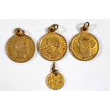 Three French miniature medallion charms for Napoleon and Eugene plus a Chinese one