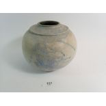 A studio pottery spherical vase, 15cm