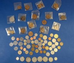 A small collection of British and World coinage, pre-decimal to include silver content half