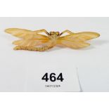 A French Art Nouveau horn dragonfly brooch, 8.1cm