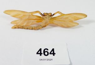 A French Art Nouveau horn dragonfly brooch, 8.1cm