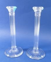 A pair of Tiffany glass candlesticks - boxed in original tissue, 25cm