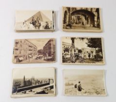 A collection of Middle Eastern topographical postcards including Jerusalem, Egypt, Rodi, Alger,
