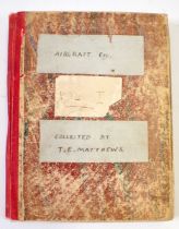 A WWI scrap album of photographs, sketches and scraps including Fighter, Bombers and Sea Planes