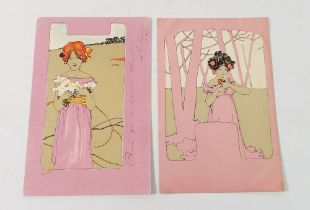 Two Art Nouveau - Raphael Kirchner postcards