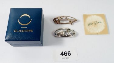 Two Ola Gorrie silver Art Nouveau style brooches