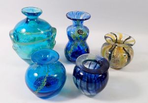 Five various glass vases including Pheonician, tallest 15cm