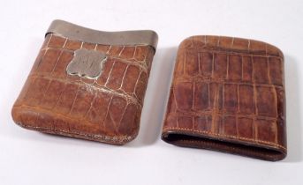 A crocodile skin and silver mounted cigarette case, London 1893 by Frederik & Louis Marks, 9 x 8cm