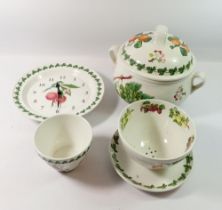 A Portmeirion large tureen, strainer dish, clock and small pudding bowl