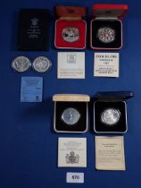 A group of silver proof crowns to include 1980 80th Birthday Queen Mother, 1986 Cook Islands one