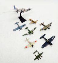 Seven diecast Corgi military planes including a large B17, 44cm and a Matchbox diecast platinum