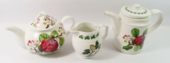 A Portmeirion Pomona tea and coffee service comprising coffee pot, six mugs, six expresso cups and