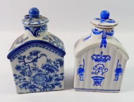 A Chinese porcelain tea caddy in the European style and another, 14.5cm