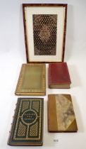 Four fine leather bound books including Dibdin's Sea Songs bound by Zaehnsdorf 1913 plus a framed