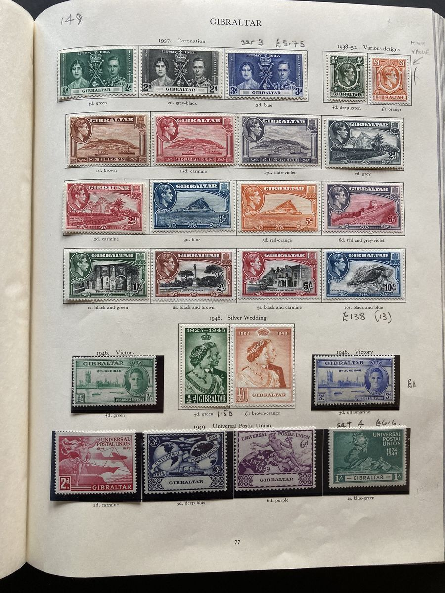 Red Stanley Gibbons KGVI stamp album of mint definitives, commemoratives, officials and postage due, - Image 6 of 19