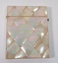 A 19th century mother of pearl card case applied 'H Lewis'