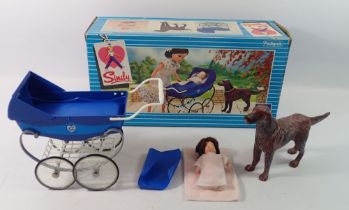 A Sindy vintage boxed Walk in the Park set comprising pram, baby and dog