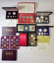 A group of seven coin sets including 1973 & 1975 British Virgin Islands containing silver one