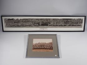 A framed photograph of the cast from 1963 film Zulu plus a photo of Ledbury Grammar School 1948