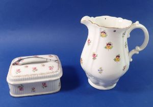 A Harrods floral jug and a sardine dish