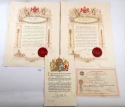 Two WWI Gloucester War Service certificates awarded to Private L Shermer 252688 of 2/5th Gloucesters