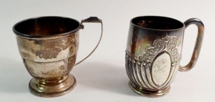 Two silver christening mugs, 198g, Sheffield 1890 and Birmingham 1947