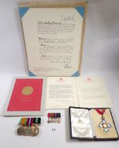 An Air Efficiency Medal and WWII pair to Squadron Leader I A Macaulay AAF plus cased CBE and set